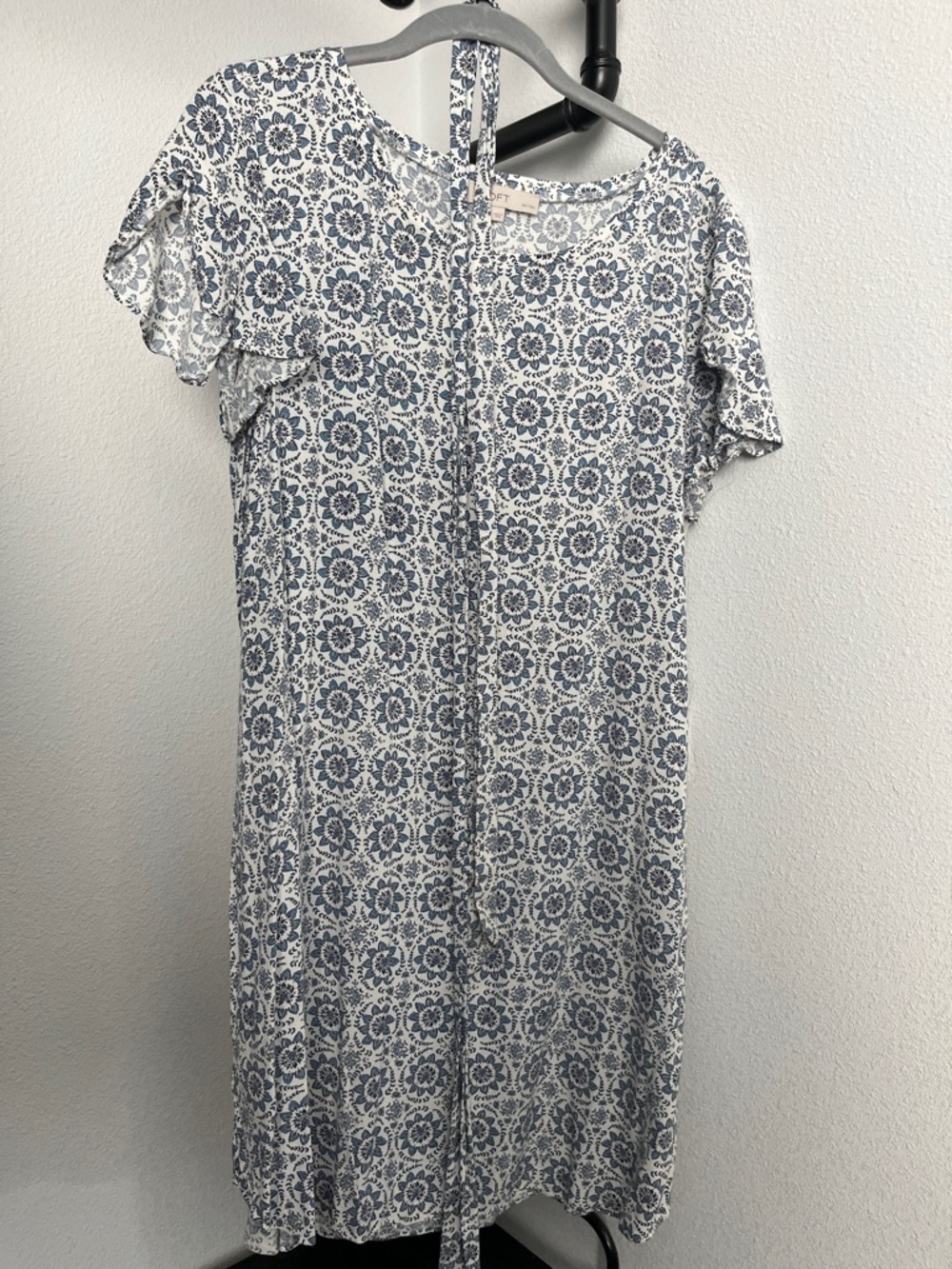 LOFT White and Blue Floral Mini Dress